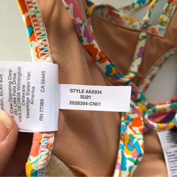 J Crew Bikini Top/Bottom Rainbow Bloom Matching Solid Lilac Bottoms Med/Small - Picture 10 of 13